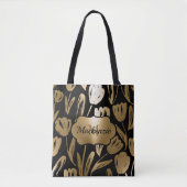 Schwarze und goldene Blume Tasche (Vorderseite)