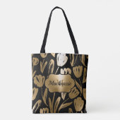 Schwarze und goldene Blume Tasche (Rückseite)