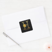 Schwarze und goldene Buchstaben H Sonnenblumen Quadratischer Aufkleber (Umschlag)