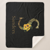Schwarze und goldene Buchstaben S Sonnenblumen Sherpadecke (Vorderseite)