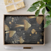 Schwarze und goldene Cocktailcore-Pilze Seidenpapier (Geschenk)