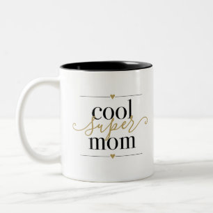 Schwarze und goldene coole Supermama modern elegan Zweifarbige Tasse