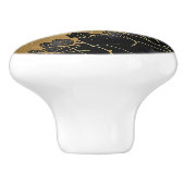 Schwarze und goldene Crackfarben Abstrakt Keramikknauf (Seitenansicht)