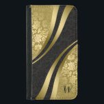 Schwarze und goldene Damasken mit moderner Geometr Samsung Galaxy S5 Geldbeutel Hülle<br><div class="desc">Elegantes,  Vintages,  blumengemasertes,  modernes Design in Gold und Schwarz. Anpassbare Monogramm.</div>