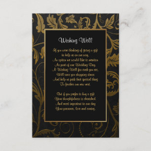 Schwarze und goldene Damast-Hochzeit - Wunschbrunn Begleitkarte