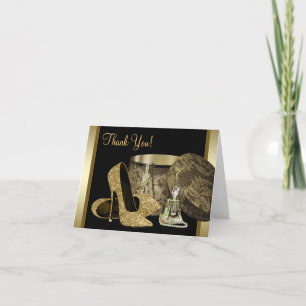 Schwarze und goldene Dankeskarten mit hohen Absätz Dankeskarte