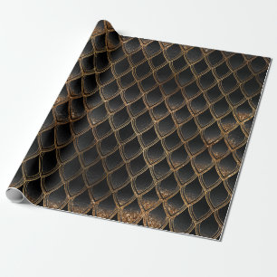 Schwarze und goldene Drachenschuppen Geschenkpapier