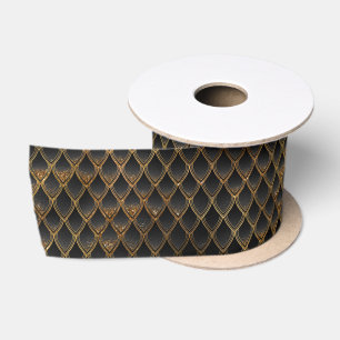 Schwarze und goldene Drachenschuppen Satinband