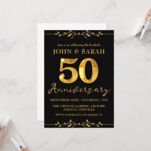 Schwarze und goldene Einladungen zur 50. Jubiläums