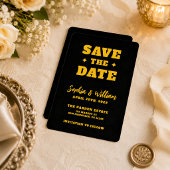 Schwarze und goldene elegante Hochzeit Save The Date