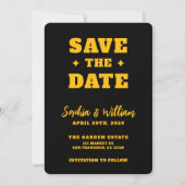 Schwarze und goldene elegante Hochzeit Save The Date (Vorderseite)