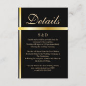 Schwarze und goldene Elegante Hochzeitskarte Begleitkarte (Vorderseite)