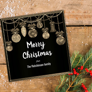 Schwarze und goldene elegante Weihnachtskarte