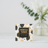 Schwarze und goldene Erdbeere, QR-Code Quadratische Visitenkarte (Stehend Vorderseite)
