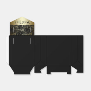 Schwarze und goldene Favorboxen mit Spitze Geschenkschachtel