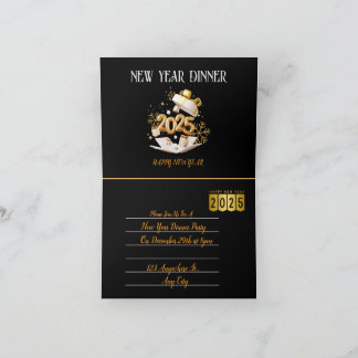 Schwarze und goldene festliche Neujahrsparty-Einla Feiertagskarte