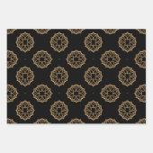 Schwarze und goldene Filigree Ornamente Mosaikmust Geschenkpapier Set (Vorderseite 3)