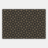 Schwarze und goldene Filigree Ornamente Mosaikmust Geschenkpapier Set (Vorderseite)