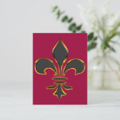 Schwarze und goldene Fleur-de-lis-Postkarte Postkarte (Stehend Vorderseite)