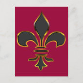 Schwarze und goldene Fleur-de-lis-Postkarte Postkarte (Vorderseite)