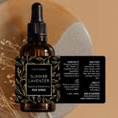 Schwarze und goldene Flora 1 OZ Kosmetische Flasch Adressaufkleber