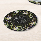 Schwarze und goldene Flora, Runder Pappuntersetzer (Angewinkelt)