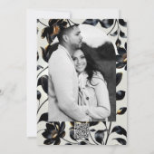 Schwarze und goldene florale Verlobung Einladung (Rückseite)