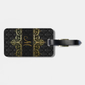 Schwarze und goldene Florentasche und Monogramm Gepäckanhänger (Rückseite horizontal)