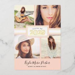 Schwarze und goldene Folie 4 Foto Abschluss Einlad Folien Feiertagskarte