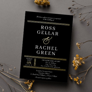 Schwarze und goldene Folien-Hochzeitseinladung: Ar Folieneinladung