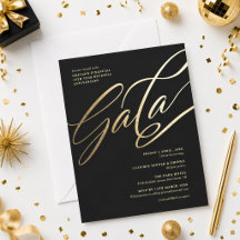 Schwarze und goldene Galaveranstaltungs-Einladung