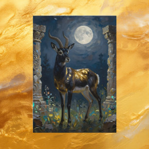Schwarze und goldene Gazelle Ich denke an dich Karte
