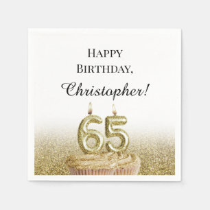 Schwarze und goldene Geburtstagsservietten zum 65. Serviette