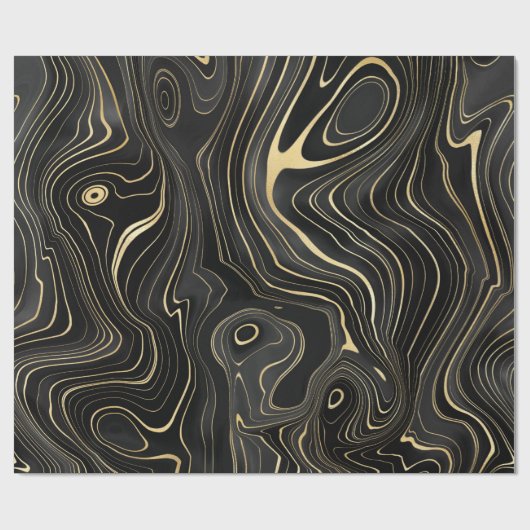 Schwarze und goldene Geode Strata Texturen Geschenkpapier (Flach)
