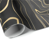 Schwarze und goldene Geode Strata Texturen Geschenkpapier (Rolleneckpunkt)
