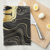 Schwarze und goldene Geode Strata Texturen Geschirrtuch (Viertel Falte)