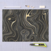 Schwarze und goldene Geode Strata Texturen Seidenpapier (Handwerk)