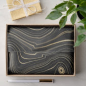 Schwarze und goldene Geode Strata Texturen Seidenpapier (Geschenk)