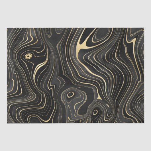 Schwarze und goldene Geode Strata Texturen Seidenpapier (Vorderseite)