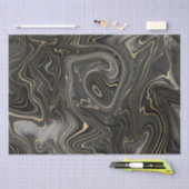 Schwarze und goldene Geode Strata Texturen Seidenpapier (Handwerk)