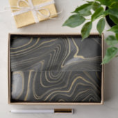 Schwarze und goldene Geode Strata Texturen Seidenpapier (Geschenk)