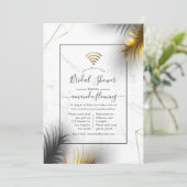 Schwarze und goldene geometrische virtuelle Dusche Einladung (Stehend Vorderseite)