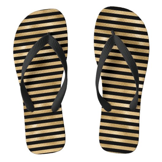 Schwarze und goldene Girls-Paare von Flip Flops Badesandalen (Fußbett)