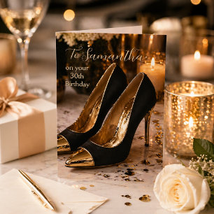 Schwarze und goldene glamouröse 30. Geburtstags-Hi Karte