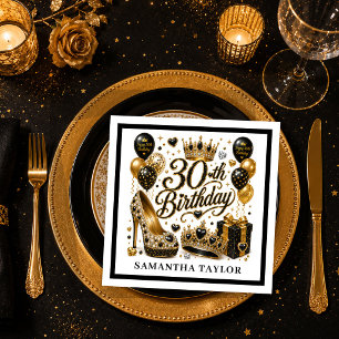 Schwarze und goldene glänzende Luxus-Servietten zu Serviette