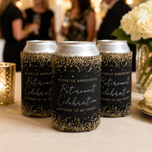 Schwarze und goldene Glitter-Ruhestands-Cooler Dosenkühler