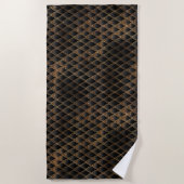 Schwarze und goldene Glitzer-Drachenskala Strandtuch (Vorderseite)