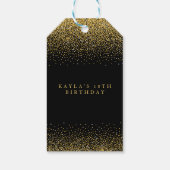 Schwarze und goldene Glitzer-Geschenketiketten Geschenkanhänger (Rückseite)