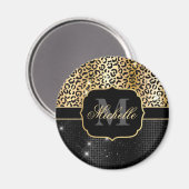 Schwarze und goldene Glitzer Magnet (Vorderseite/Rückseite)
