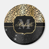 Schwarze und goldene Glitzer Magnet (Vorne)